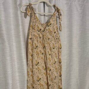 Primark Cream Midi Dress with Yellow & Green Floral Print